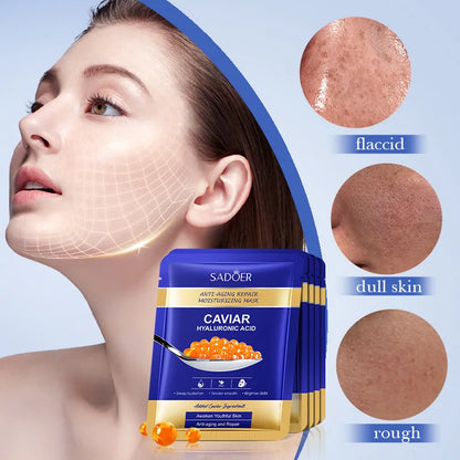Caviar Face Masks 5-10pcs - Hyaluronic Acid Hydrating Sheet Masks