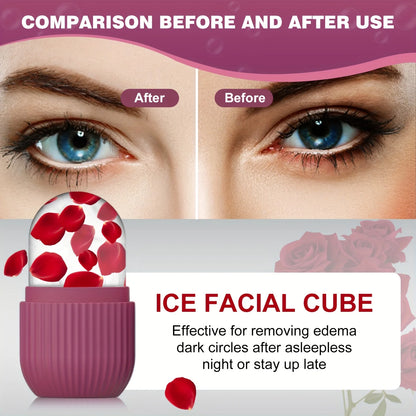 Ice Roller for Face & Eyes - Reusable Silicone Facial Massage Tool