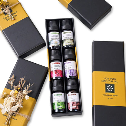 Essential Oil Set 6x10ml - Water-Soluble Aromatherapy Diffuser & Massage Kit